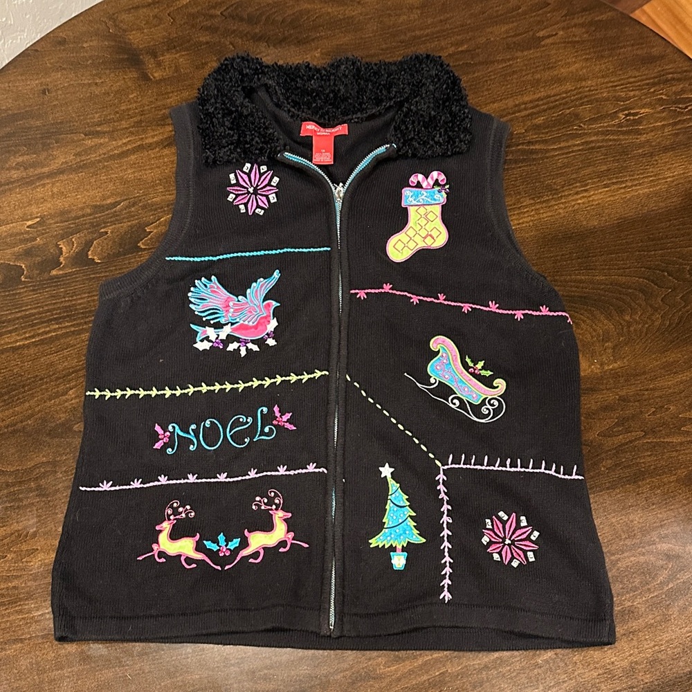 Festive Black Embroidered Vest